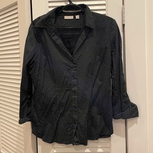 NY & Co Polka Dot 3/4 ruffle sleeve shirt